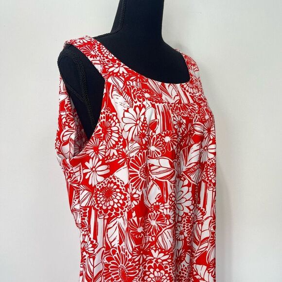Perceptions Woman Floral Sleeveless Mini Dress Size 16W Orange White - Picture 2 of 9